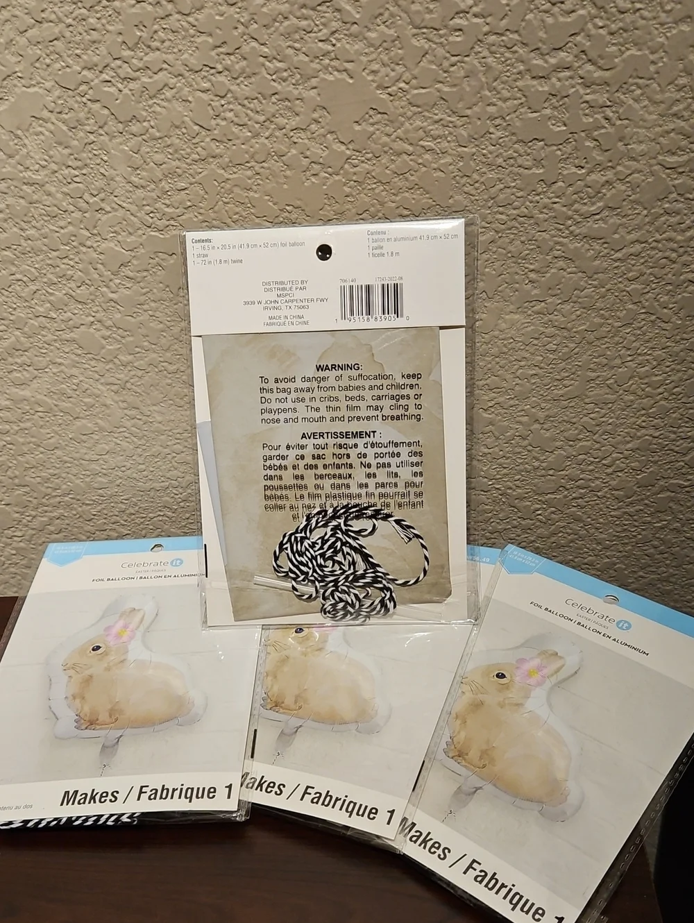 Easter Foil Balloon - Bunny (4 Pack)